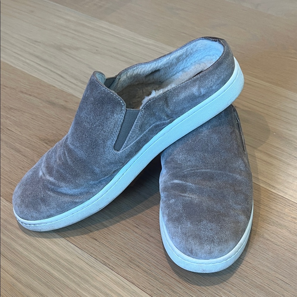 Women’s Suede Slip-On Mules - Grayge suede & shearling inside size 7.5